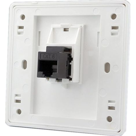Prise murale réseau double canal AT6 Gigabit RJ45 LAN, prise de courant Internet droite avant, 86x86mm (LAN x 2) (1/5)