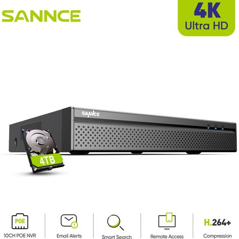 SANNCE NVR PoE de sécurité 4K 8 canaux H.265+ prenant en charge l'enregistrement audio jusqu'à 10 canaux (1/5)