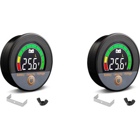 x 12 V, 24 V, 48 V, 60 V, 84 V - Voltmètre étanche IP67 avec écran LCD rétroéclairé et alarme de batterie faible (1/5)