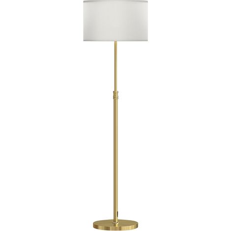 Lámpara de pie con mando a distancia, altura regulable, pantalla de tela, base metálica, brillo regulable, interruptor de pie, color dorado. (1/5)