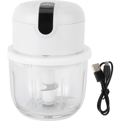 Picadora de ajos eléctrica Crezuo de 350 ml, recargable por USB, picadora de carne recargable para la cocina.-Crezuo