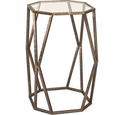 Table d'appoint en métal laqué bronze antique - Dim : L 37 x H 37 x P 50 cm -PEGANE- (1/2)