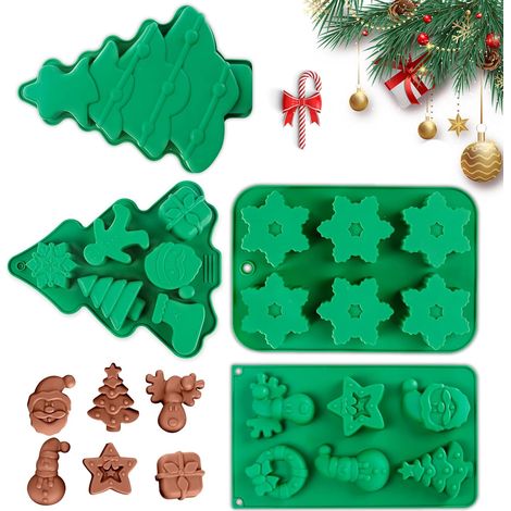 Christmas Silicone Mold Chocolate Candy Baking Mold Large Size For Baking Dessert, Cake Christmas Gift Handmade Soap Candle Christmas Tree Shape (4pcs) (1/5)