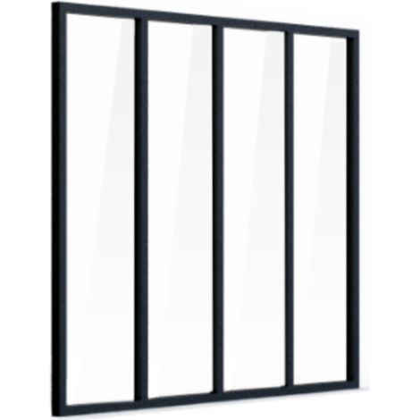 Aluminium-Indoor-Glasdach - 4 Glasscheiben - Schwarz - 139 x 123 cm