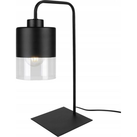 Lampe De Bureau - Métal Noir Abat-jour Verre - Hauteur 40 Cm - E27 Max 60 W - 230 V - 1 Pièce (1/5)