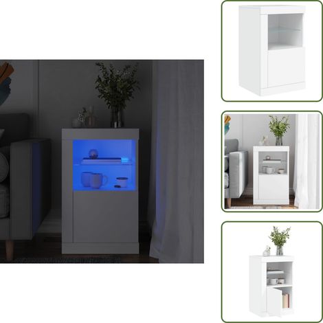 The Living Store Beistellschrank mit LED-Leuchten Weiß Holzwerkstoff - LED Beleuchtung (1/5)