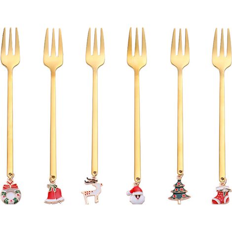 Cuillère À Café En Acier Inoxydable - Design Noël Arbre Et Bonhomme De Neige - Pour Boissons Chaudes Et Desserts - Lot De 6 Pièces (1/5)