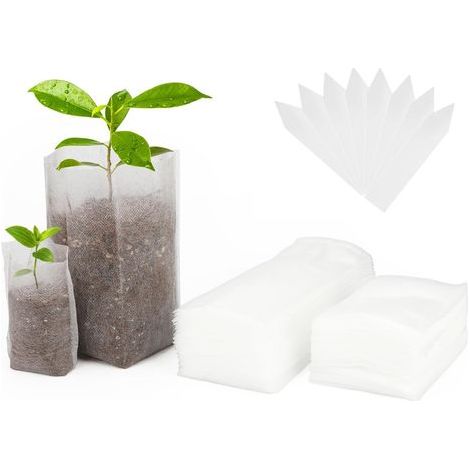 200 biologisch abbaubare Vliesbeutel für Pflanzensetzlinge (16 x 20 cm + 8 x 10 cm) (1/5)