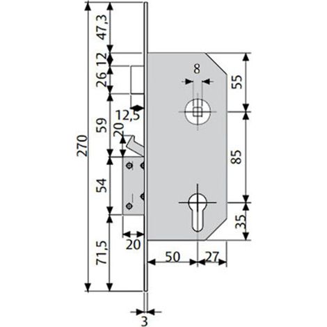 Serratura di sicurezza r300 t10 60mm tesa