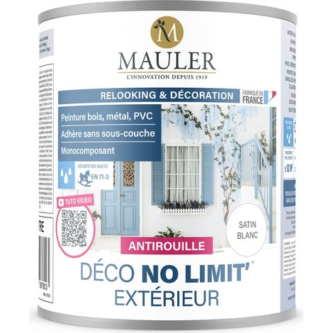 Peinture multisupport extérieur sans sous-couche - 10L Satiné Blanc - Norme NF EN 71-3 - Déco No Limit' Extérieur Mauler