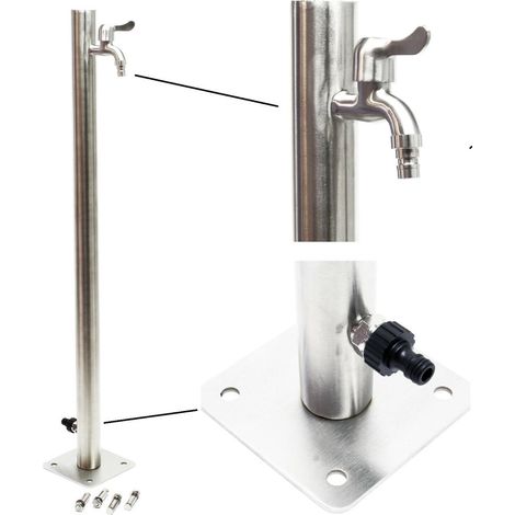 Colonne d'eau ronde de 85 cm en acier + Robinet d'eau