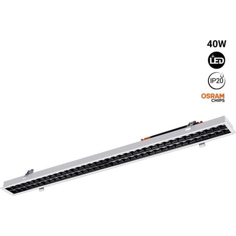 Foco LED Lineal Empotrable 40W UGR18 Chip Osram - Blanco