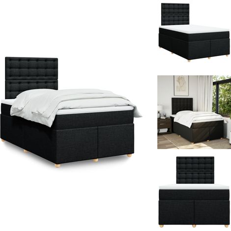 Sommier à lattes de lit avec matelas noir 120x190 cm tissu - Sommier À Lattes De Lit - Sommiers À Lattes De Lit - Lit - Meuble De Chambre À Coucher (1/5)