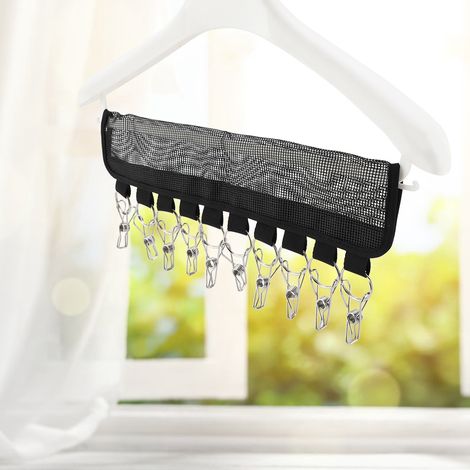 Tragbarer, faltbarer Hutaufhänger für Kappen, Hutorganizer mit Clips und Haken, Wand- oder Reiseaufbewahrung, 2er-Set, schwarz (1/5)