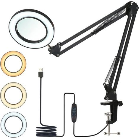 (Noir)Lampe de Bureau LED - Non spécifié - Clip Réglable 360° - 3 Températures Couleur - 48 Perles - Noir (1/5)