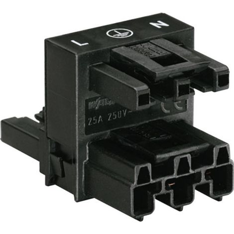 WAGO Connettore di distribuzione tipo H Spina di rete, Presa di rete - Presa di rete Tot poli: 2 + PE Nero 1 pz.