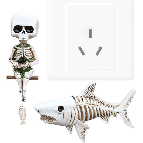 Squelette d'halloween, Squelette Miniature de pêche en résine – Statue de Bureau Gothique pour intérieur ou extérieur, Salon, entrée, Tables de Chevet, Table de Jardin, célébration (1/5)