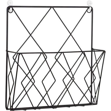 Porte-revues mural en métal - - Multifonctionnel - Noir - 25x26 cm - Antirouille - Robuste - 100 feuilles A4 (1/4)