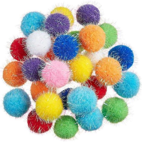 Lot de 20 boules à paillettes extra larges de 3,8 cm (1,5 pouce), le jouet préféré des chats, avec pompons scintillants. (1/5)