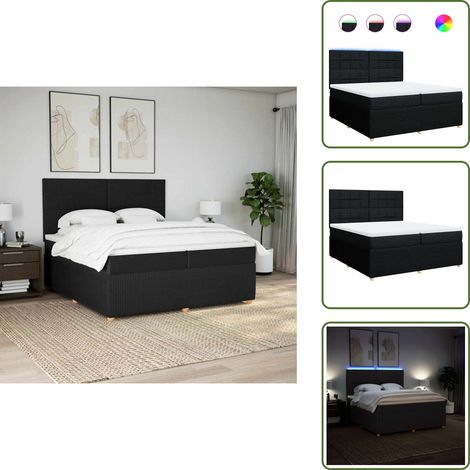 Sommier à lattes de lit avec matelas Noir 200x200 cm Tissu - Sommier À Lattes De Lit - Sommiers À Lattes De Lit - Lit - Meuble De Chambre À Coucher (1/5)