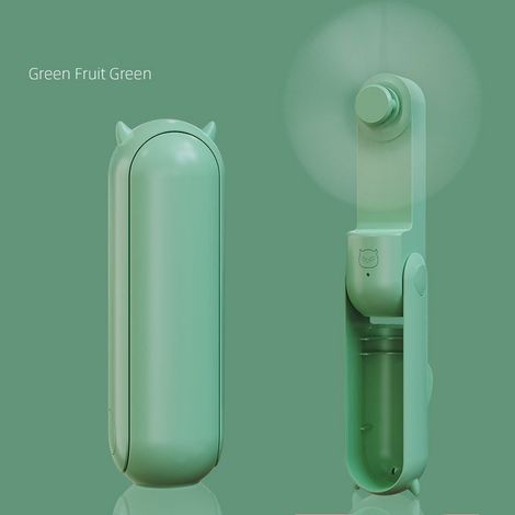 Nuevo ventilador portátil multifuncional para estudiantes, ventilador de bolsillo recargable por USB, mini ventilador plegable verde.