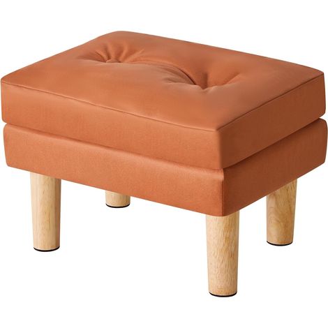 Pouf Ottoman Repose-Pieds en Similicuir, Tabouret de Canapé Souple Amovible, Design Velcro, Ottoman de Salon pour Chambre 41.5 x 31.5 x 32CM Orange (1/5)
