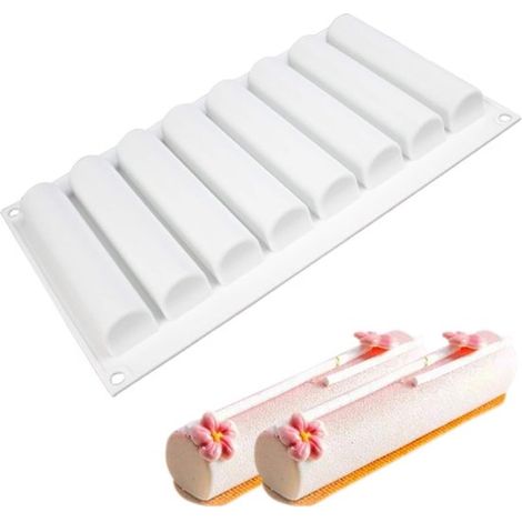 Stampo cilindrico in silicone per torte mousse, stampi da forno 3D in silicone per torte, dessert francesi, pasticcini, cioccolato, barrette sottili e decorazioni per torte, stampo cilindrico 3D (8 ca (1/5)