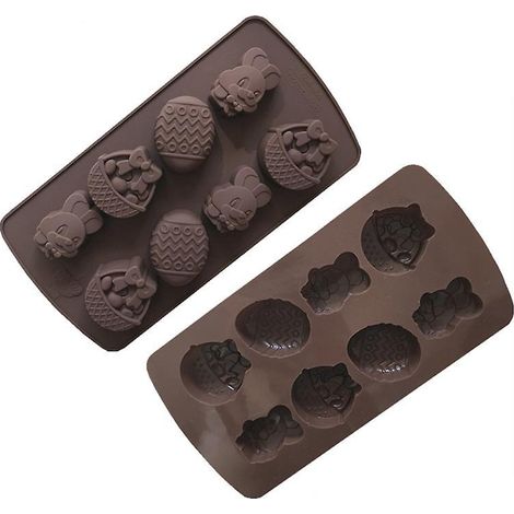oeuf De Lapin De Pques Moule Chocolat, 2pcs Moulle En Silicone Oeufs De Pques, Moule Chocolat En Silicone 3d Pour Ptisserie (1/4)