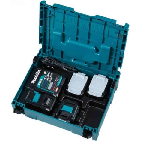 Makita – Pack de 2 batteries 40V 2.5Ah avec chargeur XGT – Technologie Lithium-Ion – Coffret MAKPAC pour électroportatif (1/2)
