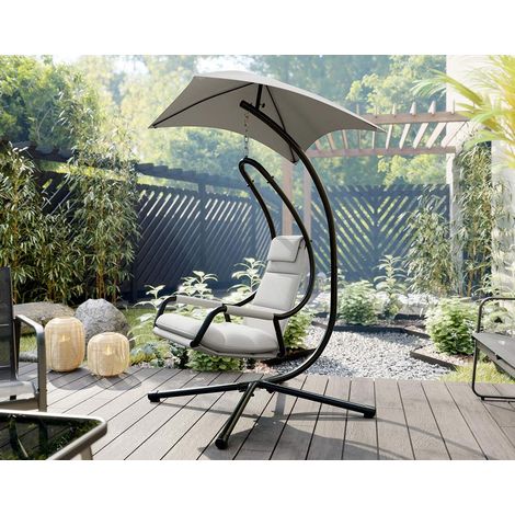 Cozumel - fauteuil suspendu avec pare-soleil - en tissu - noir / beige