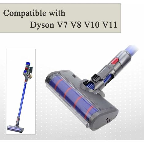 Tête-Brosse pour Dyson Cyclone V11 V10 V8 V7 Aspirateur sans Fil, Brosse de Sol électrique à roulettes Douce de Remplacement d'accessoire pour Parquet/Sols Durs/Nettoyage des Coins Sombres (1/4)