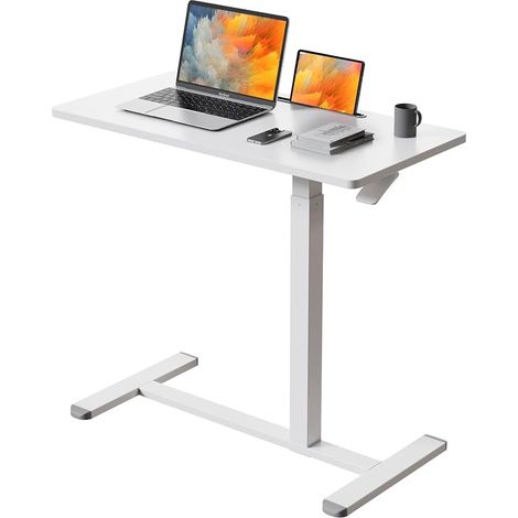 Mobile Standing Desk, Pneumatic Adjustable Portable Desk Table with Wheels, Small Mobile Laptop Desk for Sofa, Home (80 x 40 cm) (1/5)