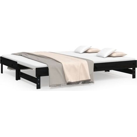 Lit coulissant noir sans matelas, 2 x (100 x 200 cm) (1/5)
