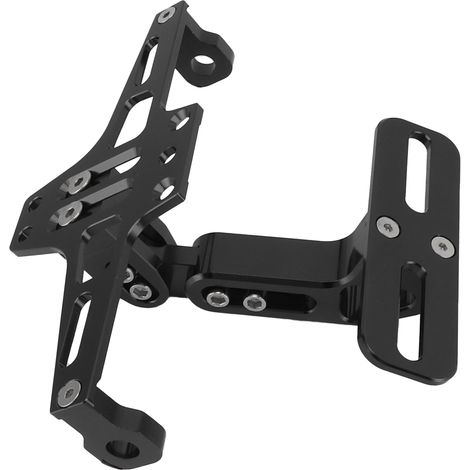 Support de plaque d'immatriculation moto en alliage d'aluminium CNC, universel et réglable, noir (1/5)