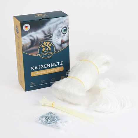 Katzennetz 8×3 m für Balkon inkl. Befestigung & Kabelbinder