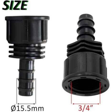 C73795 - Lot de 5 Raccords femelles cannelés Ø16 mm x 3/4'' à écrou pour tuyau goutte à goutte de Ø16 mm - connecteur pour système d'irrigation arrosage