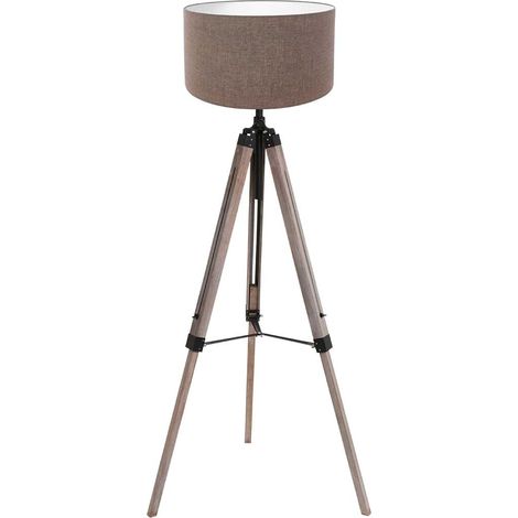 Mexlite - lampada da terra - Triek - nero - legno lino - Ø 75cm -