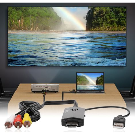 Câble adaptateur HDMI mâle vers RCA composite pour téléviseurs, magnétoscopes VHS - Résolution 480i/576i (1/5)