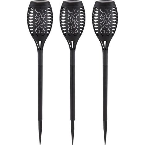 Solarfackeln 3er Set mit Flammeneffekt, Schwarz, Höhe 49,5cm (1/5)