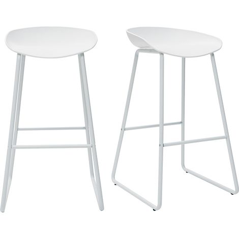 Design-Barhocker Weiß mit Metallbeinen (2 Stk.) PEBBLE