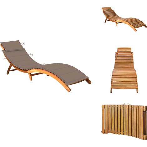 Sonnenliege mit Auflage Akazie Massivholz - Holz-Sonnenliege - Gartenliege - Akasienholzsitzmöbel - Lounge Chair - Strandkorb (1/5)