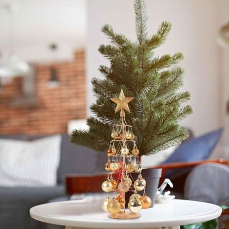 Decorazioni natalizie con struttura in ferro, palle di Natale, decorazioni da tavola, decorazioni natalizie, decorazioni per feste