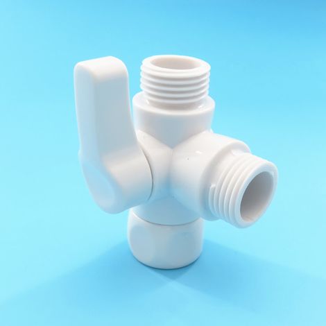 Plastic corner tap, 4-point plastic stem, corner tap for hot and cold water for bathroom toilet, one inlet and one outlet for hot and cold water. (1/5)