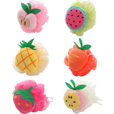 Éponge De Bain En Maille - Forme De Fruit - Pour Enfants Et Adultes - Lot De 6 Pièces (1/5)