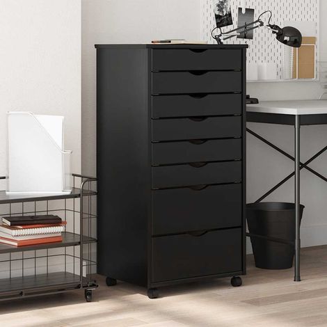 Armadietto Rotante con Cassetti MOSS Nero Legno Massello Pino DAS783588 (1/5)