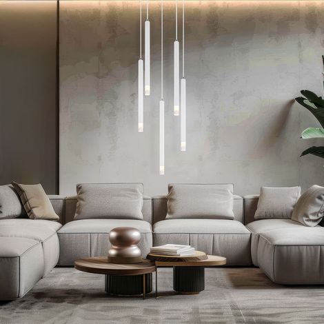 Hängelampe Esstischleuchte Pendellampe 5 flammig Wohnzimmerlampe weiß H 120 cm
