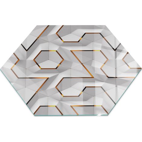 Décorative Plaque de protection de sol en verre trempé pour cheminée ou poêle moderne Motif géométrique 3D h40 cm (1/5)