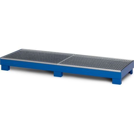 RR Industrietechnik Auffangwanne aus Stahl für 4x 200 Liter Fass mit Gitterrost BxTxH 2400x800x240 mm RAL 5010 enzianblau