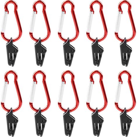 Lot de 10 pinces robustes pour bâche de camping avec mousquetons de suspension (1/5)