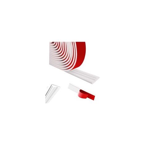 Moulures murales en stuc autocollantes - Barre flexible pour cadre de miroir, porte d'armoire, décoration murale, blanc, 5,5 m x 3,2 cm (1/4)